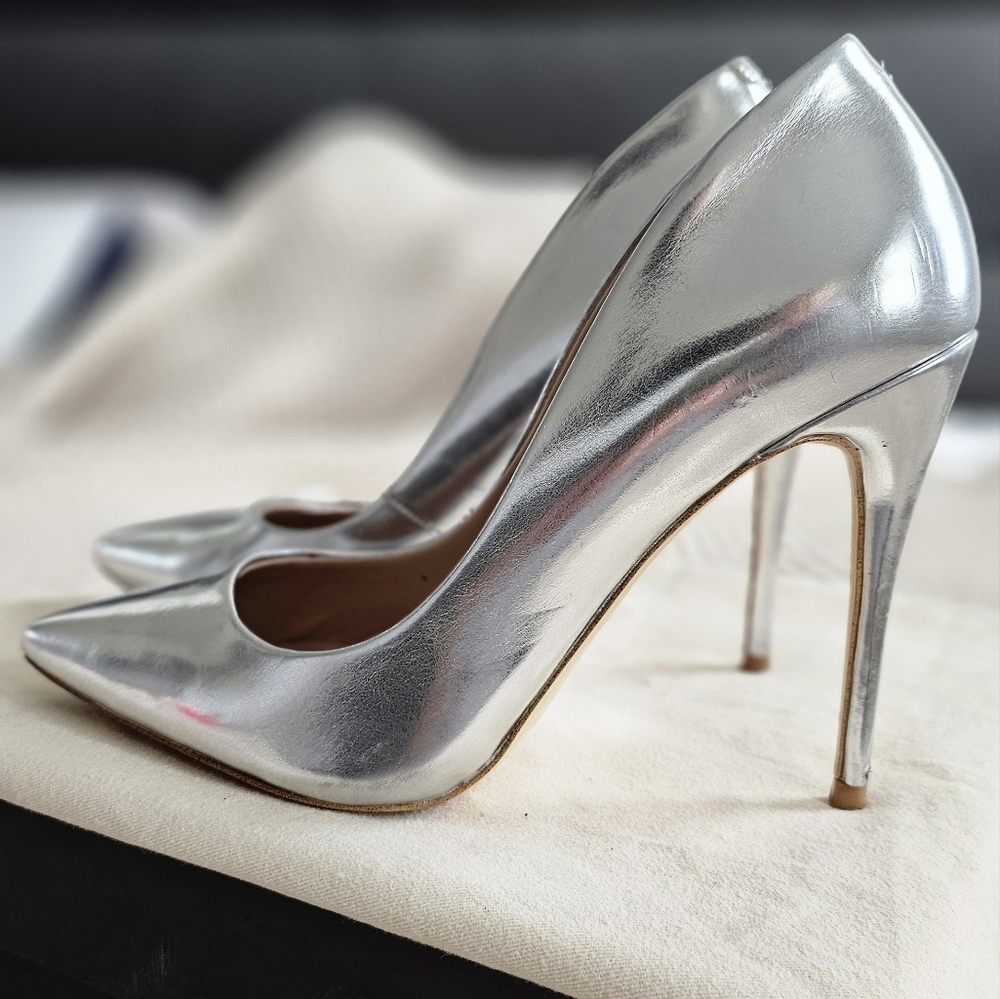 ALDO silver heels,  US 8